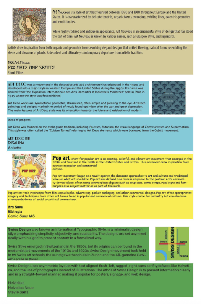 This an image of different types of font and art styles.